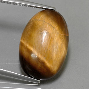 13.32克拉天然棕色Tiger's Eye，椭圆形切割，20.8×13.8毫米，不透明