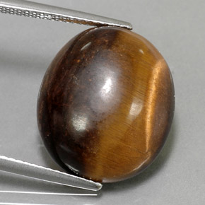 14.18克拉天然棕色Tiger's Eye，椭圆形切割，17.9×15.3毫米，不透明