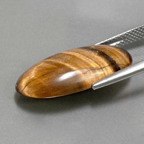 11.79克拉天然棕色Tiger's Eye，椭圆形切割，23.3×12.2毫米，不透明