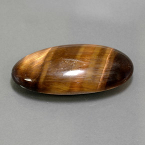 13.84克拉天然棕色Tiger's Eye，椭圆形切割，25.4×13毫米，不透明