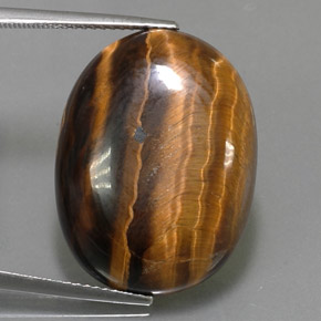 25.04克拉天然棕色Tiger's Eye，椭圆形切割，23.9×18毫米，不透明