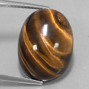 15.36克拉天然棕色Tiger's Eye，椭圆形切割，18.9×14毫米，不透明