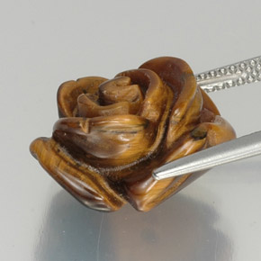 12.16克拉天然棕色Tiger's Eye，异形，16×14.5毫米，不透明