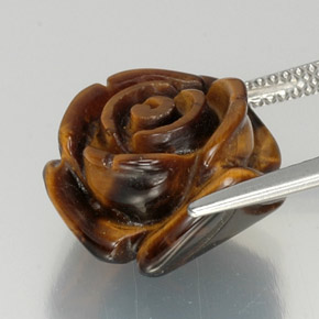 11.77克拉天然棕色Tiger's Eye，异形，15.1×14.7毫米，不透明