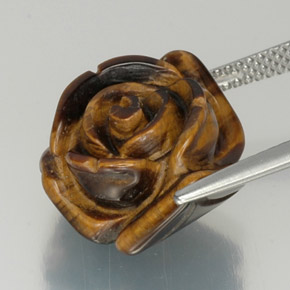 12.59克拉天然棕色Tiger's Eye，异形，16×14.5毫米，不透明
