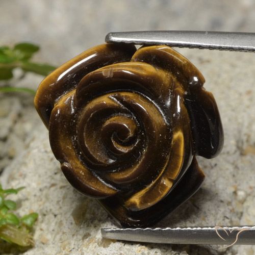 12.98ct 天然 暖棕 虎眼石, 花形切割, 不透明