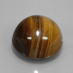 35.03克拉天然棕色Tiger's Eye，圆形切割，20.04毫米，不透明