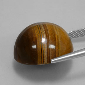 35.03克拉天然棕色Tiger's Eye，圆形切割，20.04毫米，不透明