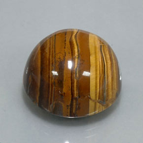 38.37克拉天然棕色Tiger's Eye，圆形切割，20.07毫米，不透明