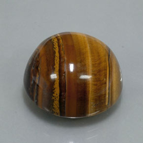 37.12克拉天然棕色Tiger's Eye，圆形切割，20.19毫米，不透明