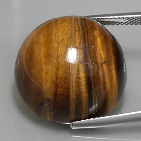 36.96克拉天然棕色Tiger's Eye，圆形切割，20.12毫米，不透明