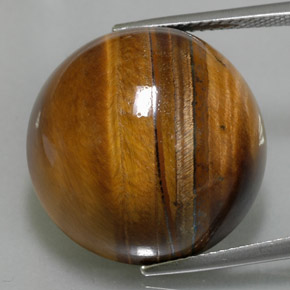 36.05克拉天然棕色Tiger's Eye，圆形切割，20.11毫米，不透明