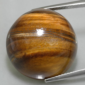 37.73克拉天然虎眼石，圆形切割，不透明