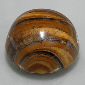 39.11克拉天然棕色Tiger's Eye，圆形切割，20.28毫米，不透明