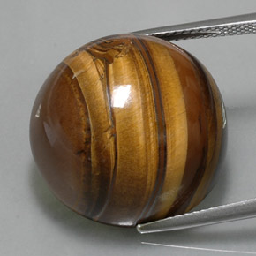 38.33克拉天然棕色Tiger's Eye，圆形切割，20.28毫米，不透明