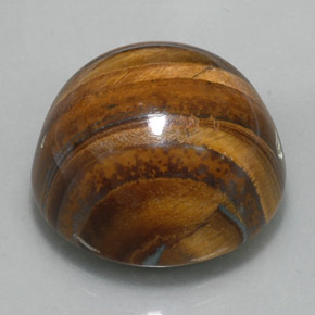 36.56克拉天然棕色Tiger's Eye，圆形切割，20.26毫米，不透明