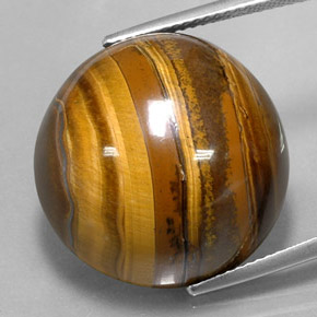 37.72克拉天然棕色Tiger's Eye，圆形切割，20.32毫米，不透明