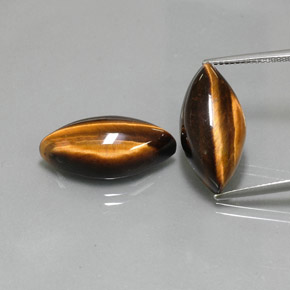 天然棕色Tiger's Eye，马眼形，21.1×10.3毫米，不透明