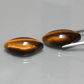 天然棕色Tiger's Eye，马眼形，21.1×10.3毫米，不透明