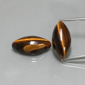 天然棕色Tiger's Eye，马眼形，20.7×10毫米，不透明