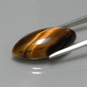 9.18克拉天然虎眼石，榄尖形，不透明