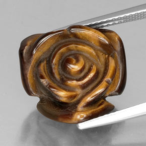 12.35克拉天然棕色Tiger's Eye，异形，16×15.4毫米，不透明