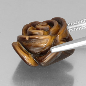 11.73克拉天然棕色Tiger's Eye，异形，15.3×14.7毫米，不透明