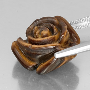 11.87克拉天然棕色Tiger's Eye，异形，15.8×15.4毫米，不透明