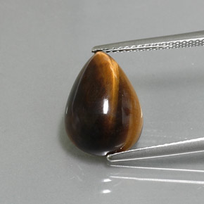 5.67克拉天然棕色Tiger's Eye，梨形，14.2×10.2毫米，不透明