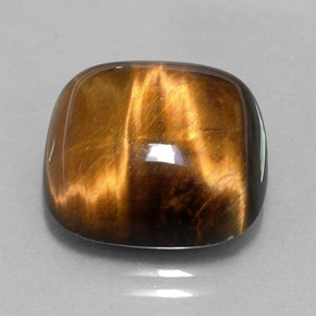 13.38克拉天然棕色Tiger's Eye，垫形剪裁，15.4×15.3毫米，不透明