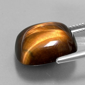 13.38克拉天然棕色Tiger's Eye，垫形剪裁，15.4×15.3毫米，不透明