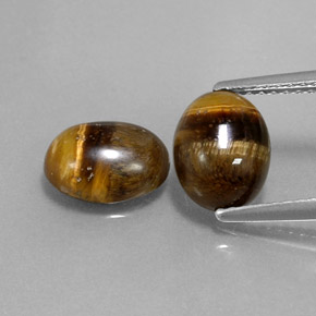 天然棕色Tiger's Eye，椭圆形切割，8.9×6.9毫米，不透明