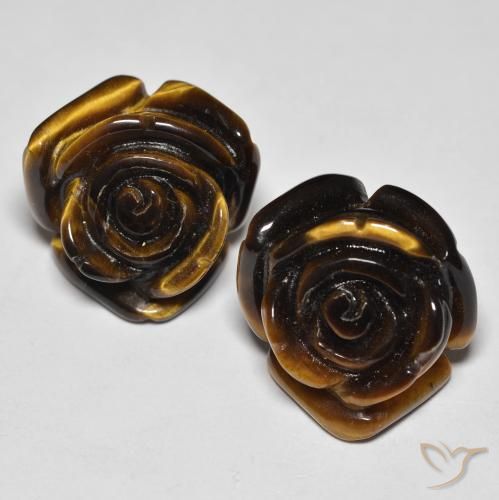 25.60天然棕色Tiger's Eye，花形切工，15.8×15.6毫米，不透明