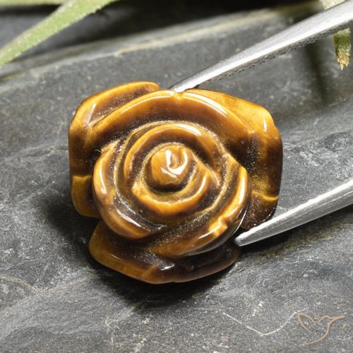 10.93ct 天然 金棕色 虎眼石, 花形切割, 不透明