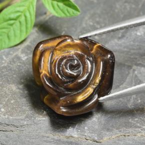 12.56克拉天然棕色Tiger's Eye，花形切工，16.4×15.9毫米，不透明