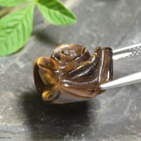 12.56克拉天然棕色Tiger's Eye，花形切工，16.4×15.9毫米，不透明