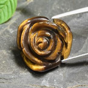 10.74克拉天然棕色Tiger's Eye，花形切工，15.3×15.2毫米，不透明