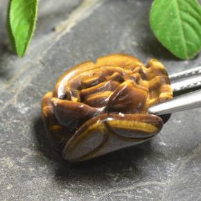 11.12克拉天然棕色Tiger's Eye，花形切工，15.7×15毫米，不透明