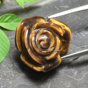 11.92克拉天然棕色Tiger's Eye，花形切工，15.8×15.7毫米，不透明