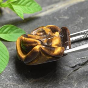 11.92克拉天然棕色Tiger's Eye，花形切工，15.8×15.7毫米，不透明