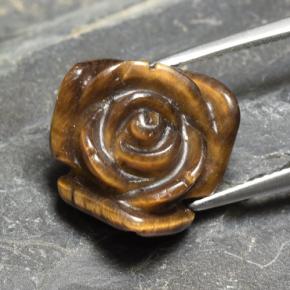 12.09克拉天然棕色Tiger's Eye，花形切工，16.3×16.2毫米，不透明