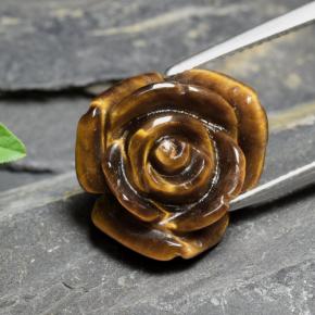 10.88克拉天然棕色Tiger's Eye，花形切工，15.7×15.1毫米，不透明