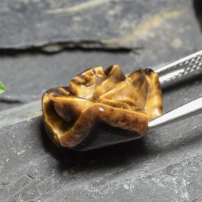 10.88克拉天然棕色Tiger's Eye，花形切工，15.7×15.1毫米，不透明