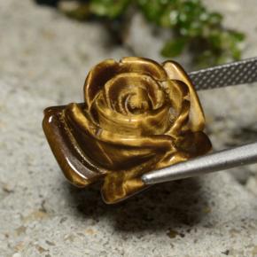 11.39克拉天然棕色Tiger's Eye，花形切工，15.6×14.9毫米，不透明