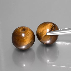 天然棕色Tiger's Eye，球形，8.24毫米，不透明