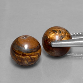 天然棕色Tiger's Eye，球形，8.32毫米，不透明
