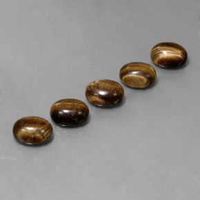 10.03天然棕色Tiger's Eye，椭圆形切割，9×7毫米，不透明
