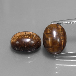 天然棕色Tiger's Eye，椭圆形切割，9×7毫米，不透明