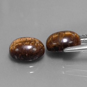 天然棕色Tiger's Eye，椭圆形切割，9×7毫米，不透明
