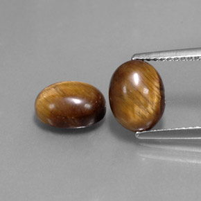天然棕色Tiger's Eye，椭圆形切割，9×7毫米，不透明